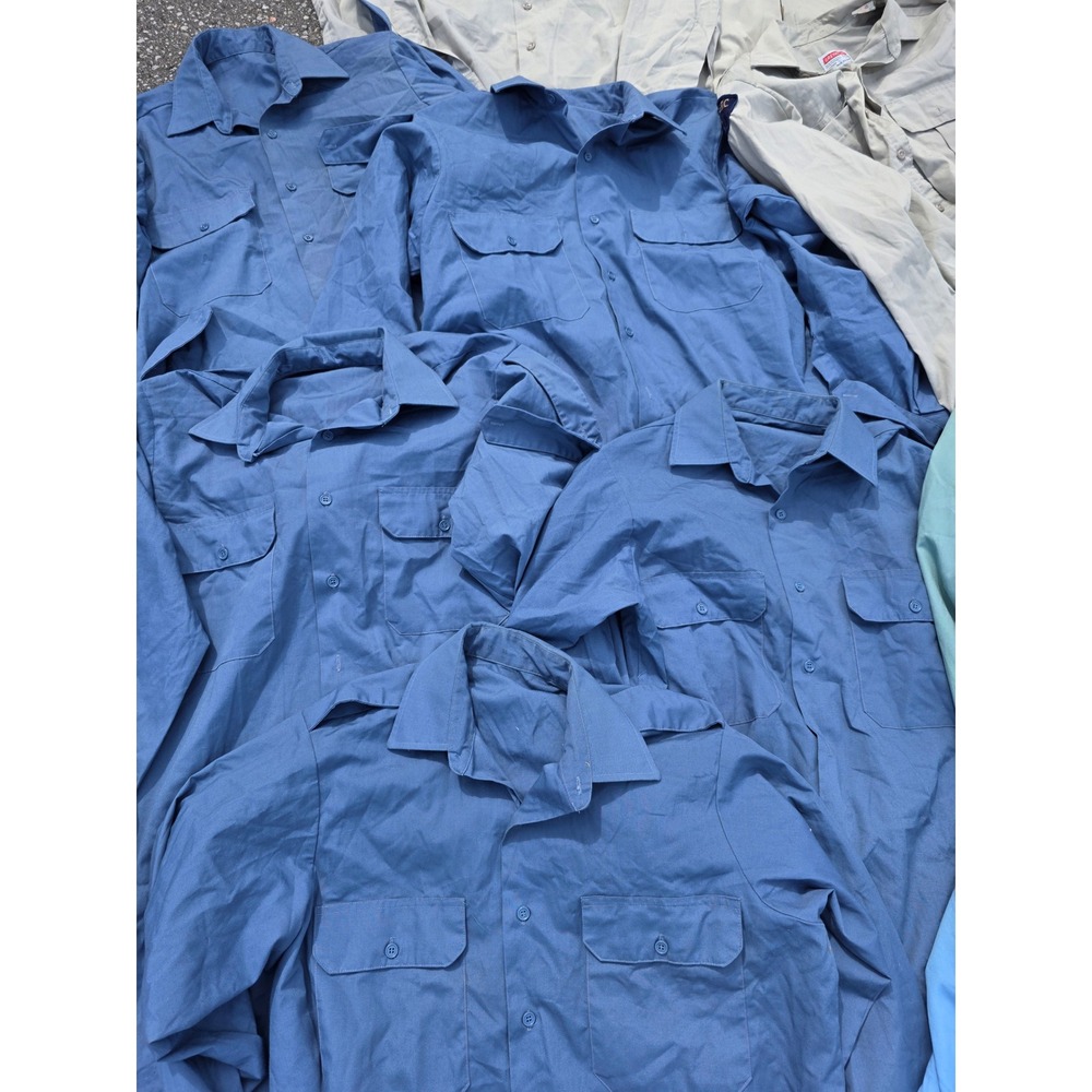 Vintage Lot 18 Canadian Military Work Shirts M-L Blue Tan Green RCMP Saskatoon - Picture 8 of 10